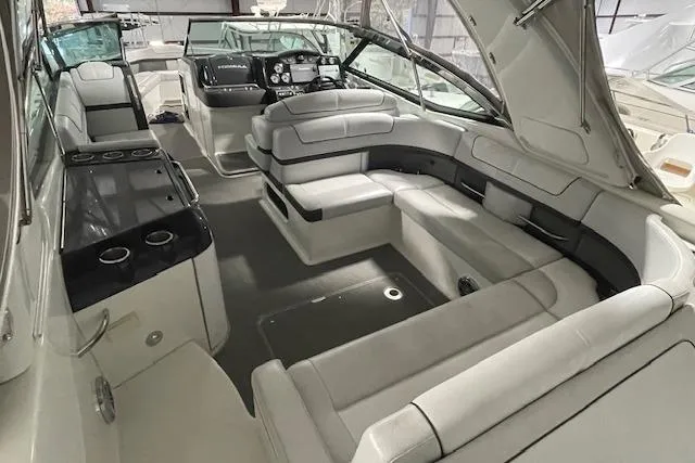 Slide: The Image of 2017 Formula 350 Crossover Bowrider interior with spacious seating and modern dashboard. - 37