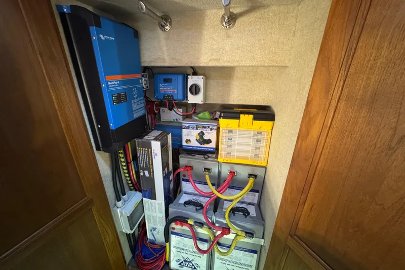 Slide: The Image of Control panel on 1986 Carver 42 Aft Cabin Motor Yacht with flush and exhaust fan switches. - 106