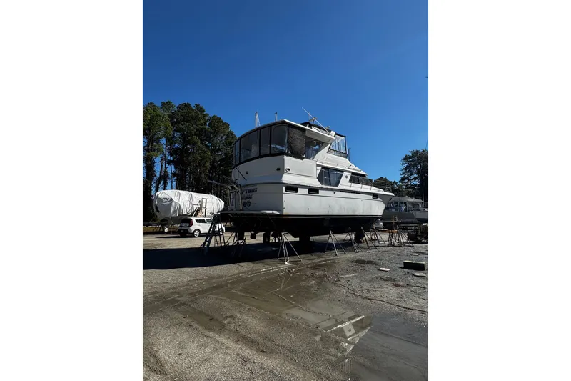 Slide: The Image of 1986 Carver 42 Aft Cabin Motor Yacht on dry dock - 2