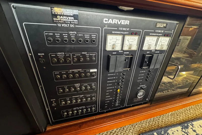 Slide: The Image of Compact kitchen stove in 1986 Carver 42 Aft Cabin Motor Yacht galley. - 71