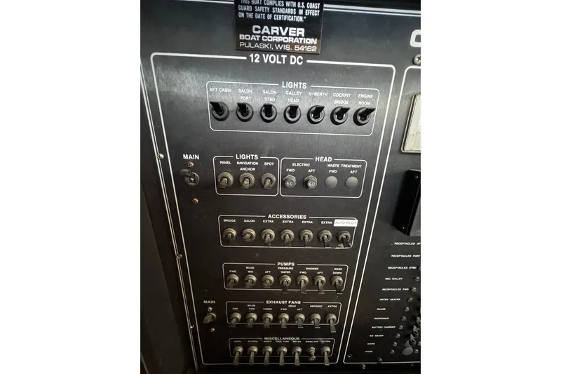 Slide: The Image of Princess brand Electric stove in 1986 Carver 42 Aft Cabin Motor Yacht galley featuring three burners. - 72