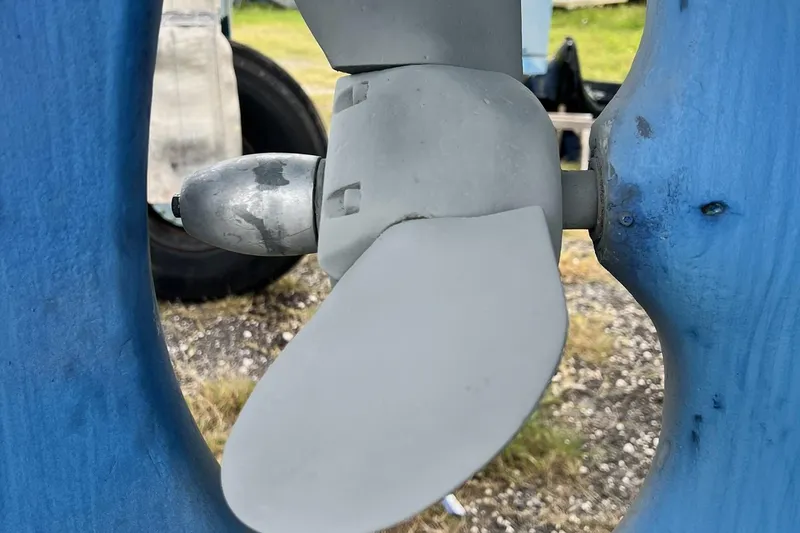Slide: The Image of Close-up of a 1987 Bristol 41.1 Aft Cockpit boat propeller. - 13