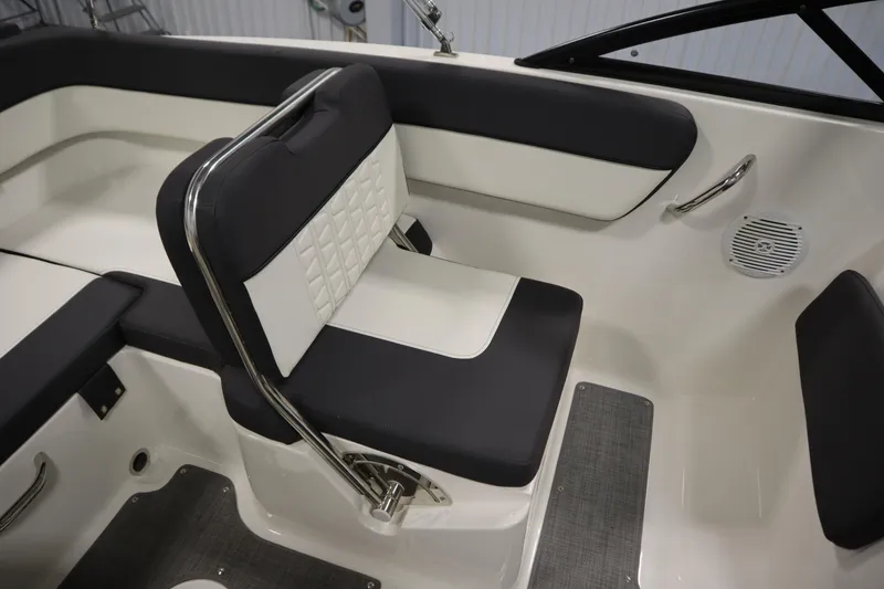 Slide: The Image of 2021 Bayliner VR5 Bowrider OB interior seating with modern design and comfortable upholstery. - 35