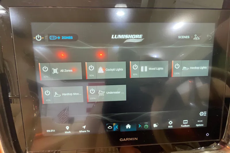Slide: The Image of Control panel of 2026 Chris-Craft Launch 31 GT with Lumishore lighting system. - 42