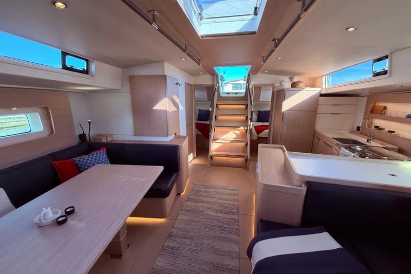 Slide: The Image of Luxurious interior of 2022 Beneteau Oceanis Yacht 54, featuring modern design and spacious layout. - 29