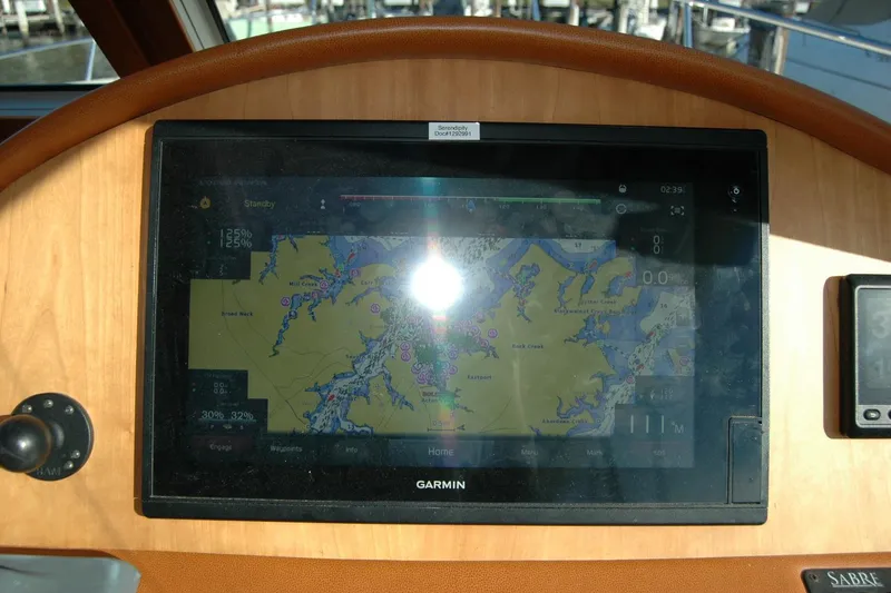 Slide: The Image of Garmin navigation display on 2019 Sabre 38 Salon Express yacht dashboard. - 65