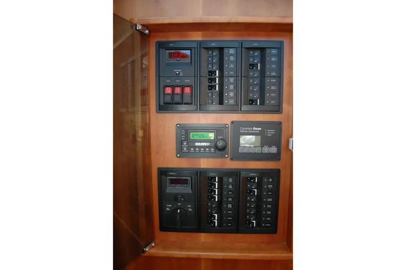 Slide: The Image of Electrical control panel on 2019 Sabre 38 Salon Express yacht. - 70
