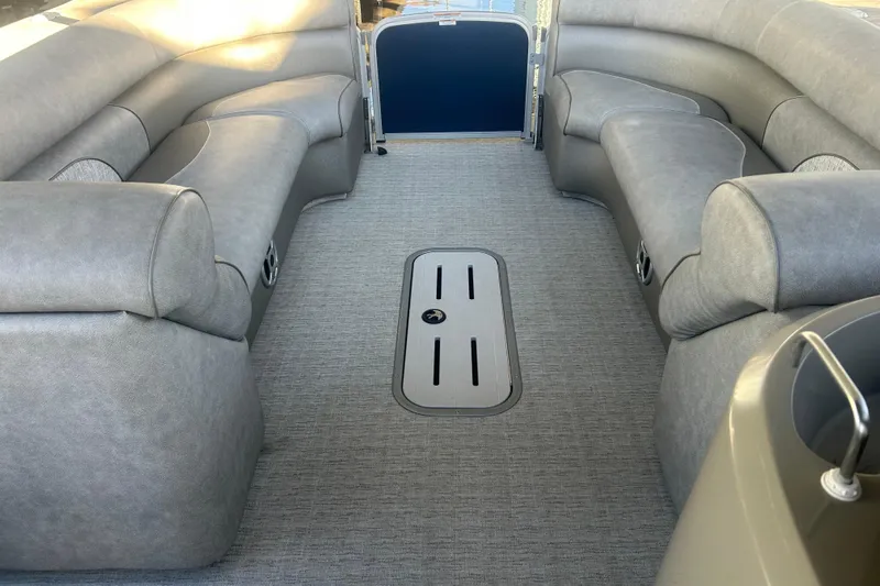 Slide: The Image of Close-up of 2019 Premier 240 SunSation boat with minor hull scratches. - 17