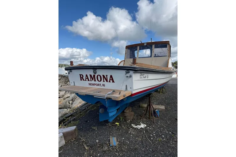 Slide: The Image of 1980 GROVER BUILT 26 Diesel boat "Ramona" in Newport, RI, on dry dock. - 3