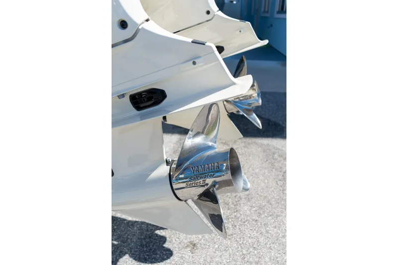 Slide: The Image of Close-up of Yamaha Saltwater Series II propeller on 2026 Grady-White 281 Coastal Explorer. - 19