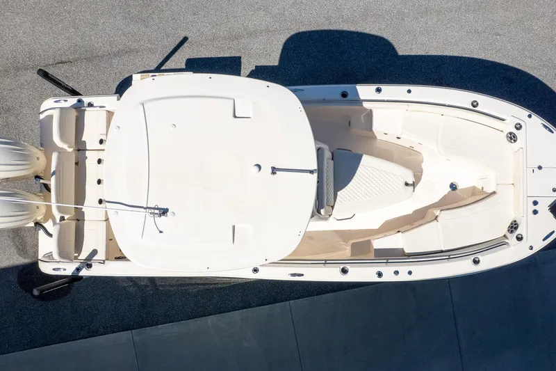 Slide: The Image of Overhead view of 2026 Grady-White 281 Coastal Explorer boat on pavement. - 7