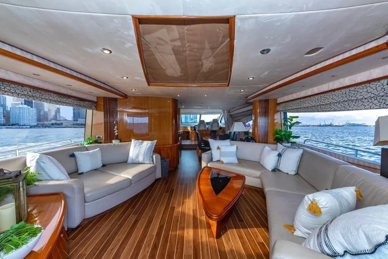 Slide: The Image of Luxurious interior of 2003 Sunseeker 82 Yacht with elegant seating and ocean view. - 8