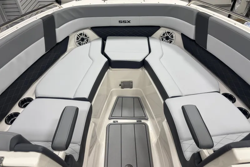 Slide: The Image of 2026 Chaparral SSX 30 boat interior with luxurious seating and modern design. - 12