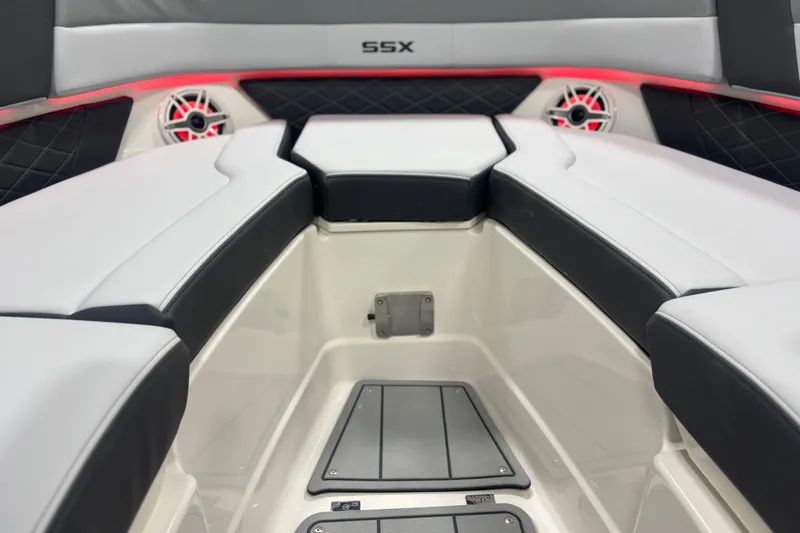 Slide: The Image of Interior of 2026 Chaparral SSX 30 boat with sleek seating and modern design. - 29