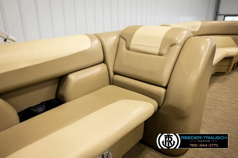 Slide: The Image of Luxurious beige seating on 2022 SunChaser 20 Geneva CRS pontoon boat. - 36
