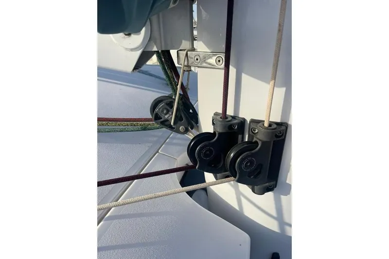 Slide: The Image of Close-up of rigging components on a 2021 Outremer 51 catamaran. - 23