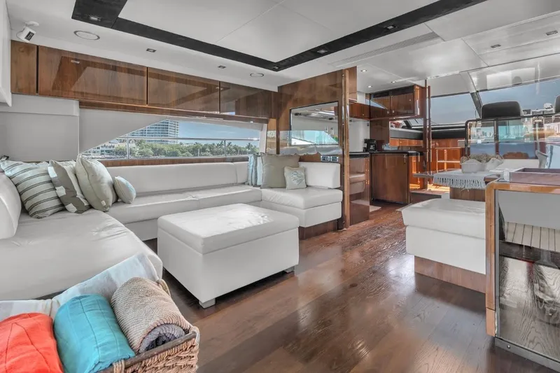 Slide: The Image of Luxurious interior of 2013 Fairline Squadron 66 yacht with elegant seating and modern design. - 8