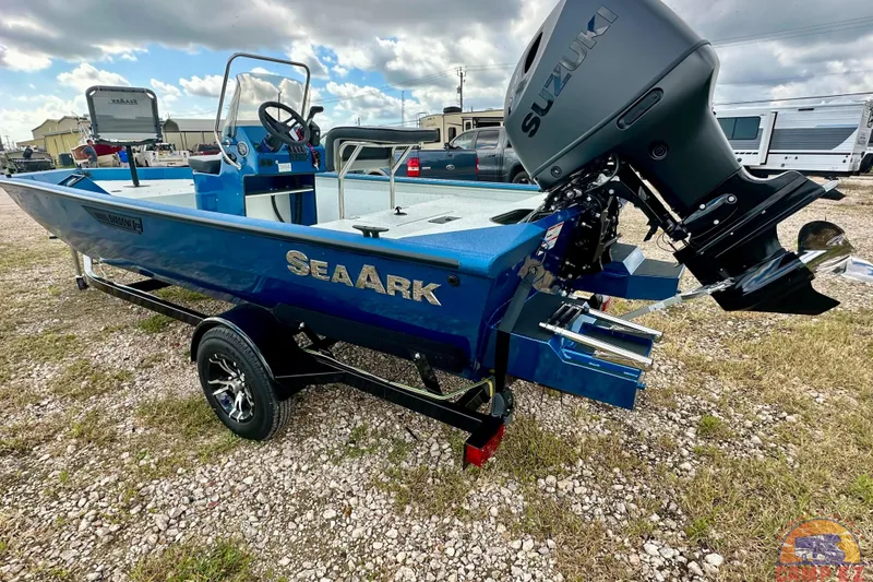 Slide: The Image of 2026 SeaArk C1074 Shadow 18TCC boat with Suzuki engine on a trailer. - 3