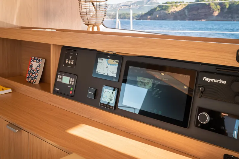 Slide: The Image of Modern navigation panel on 2026 Bali 5.8 yacht with Raymarine technology. - 11