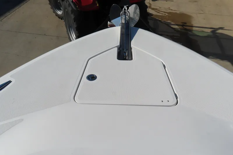 Slide: The Image of Bow of 2018 HCB 53 boat with anchor and hatch detail. - 38