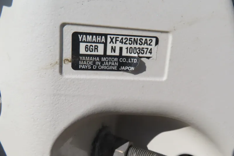 Slide: The Image of Label on Yamaha motor, model XF425NSA2, made in Japan, on HCB 53, 2018. - 7