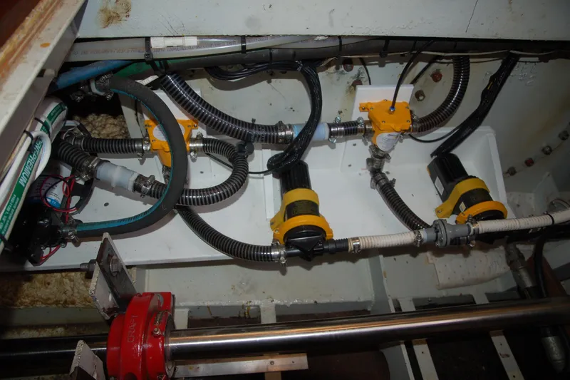Slide: The Image of Engine room wiring and components of a 2006 Custom Sprague vessel. - 138