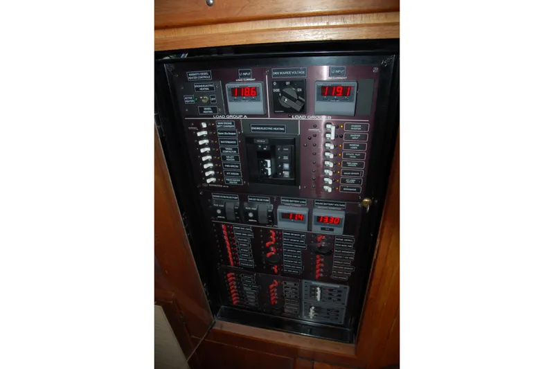 Slide: The Image of Electrical control panel with digital displays and switches, Custom Sprague model, 2006. - 25