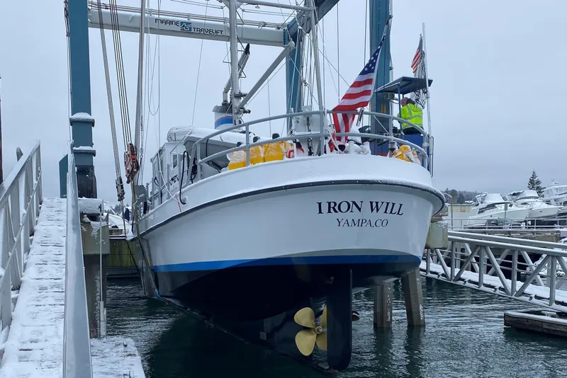 Slide: The Image of Custom 2006 Sprague boat "Iron Will" in snowy dock, Yampa, CO. - 9