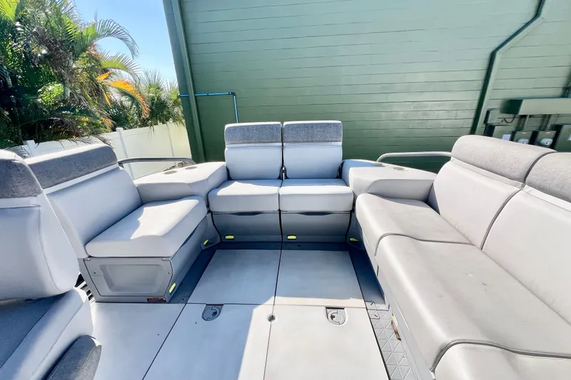 Slide: The Image of 2023 Sea-Doo Switch Cruise 21 interior with spacious seating and modern design. - 8