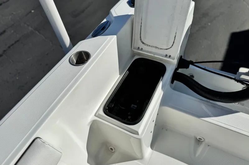 Slide: The Image of Open storage compartment on 2021 Clearwater 2000 C/C boat deck. - 23