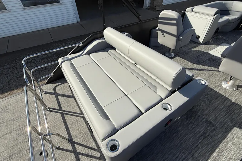 Slide: The Image of 2026 Bentley Pontoons Legacy 243 Swingback with luxurious seating and sleek design. - 37
