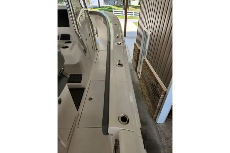 Slide: The Image of 2023 Front Runner 36 cc boat interior, showcasing sleek design and modern features. - 17