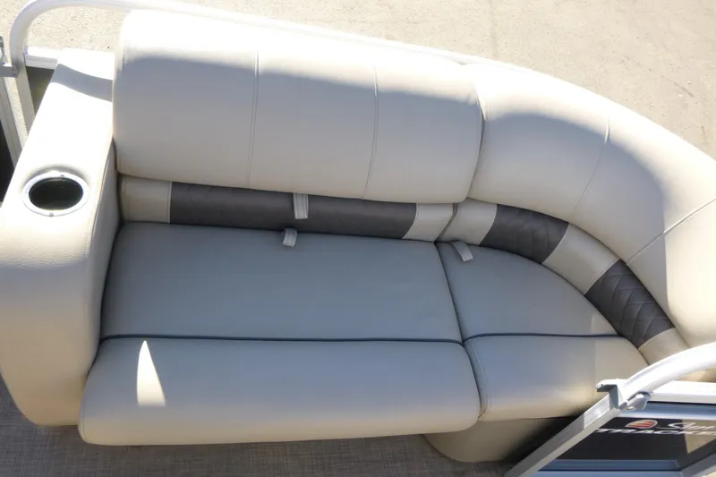 Slide: The Image of 2022 Sun Tracker Party Barge 22 DLX pontoon boat seating with cup holder. - 8