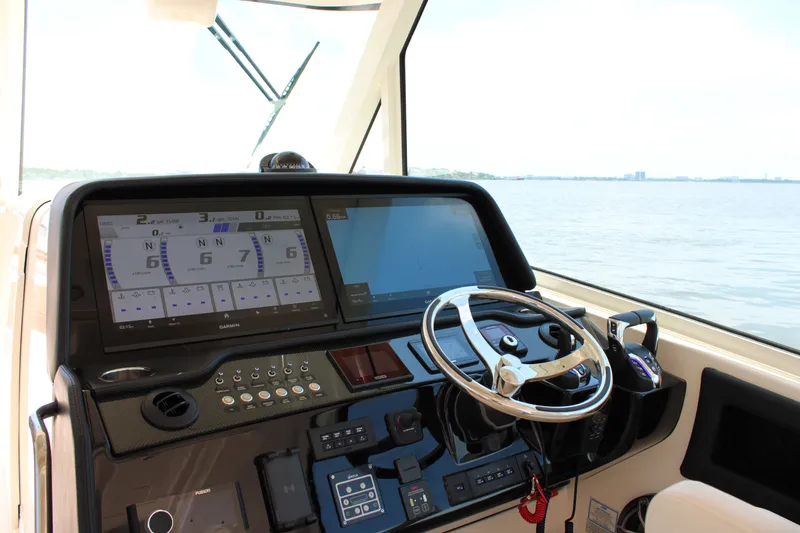 Slide: The Image of Helm of Grady-White Freedom 415 yacht, model year 2026. - 30