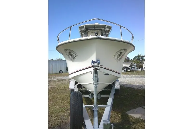 Slide: The Image of 2002 KenCraft Challenger 235 CC boat on trailer, front view. - 5