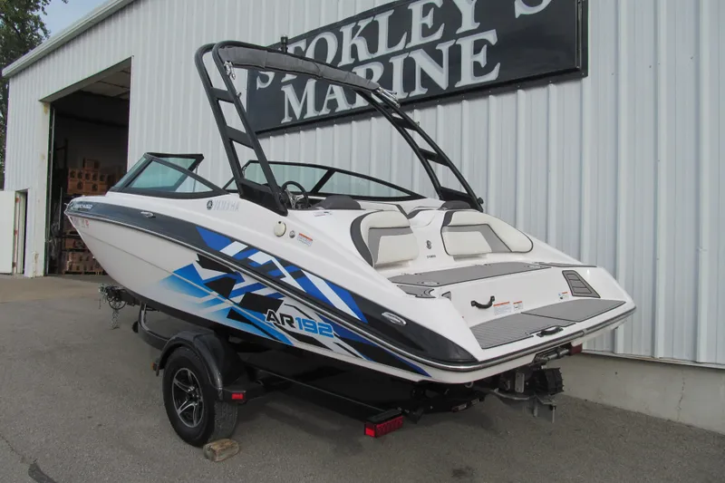 Slide: The Image of 2016 Yamaha Boats AR192 in front of Stokley's Marine building. - 3