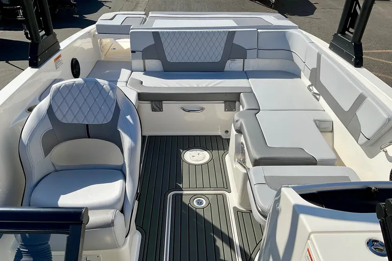 Slide: The Image of 2026 Bayliner VR6 Bowrider I/O interior with stylish seating and modern design. - 8