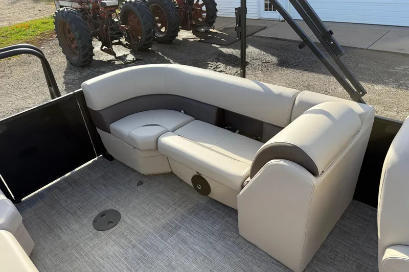 Slide: The Image of Luxurious seating on 2026 Bentley Pontoons Legacy 223 Navigator, showcasing comfort and style. - 19