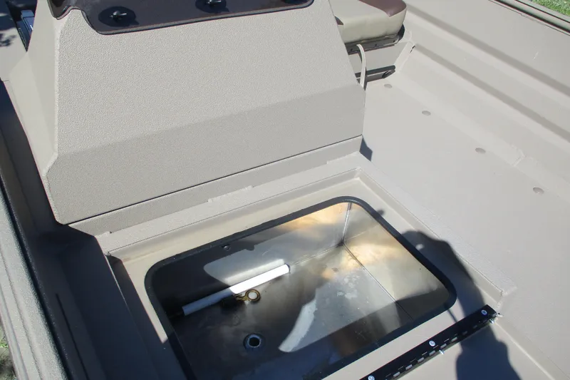 Slide: The Image of 2025 Alweld 1652 Marsh boat interior with storage compartment open. - 7