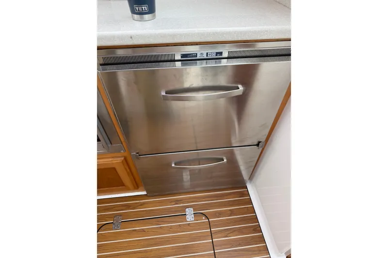 Slide: The Image of Stainless steel drawer fridge in 2014 Back Cove 37 yacht kitchen. - 10