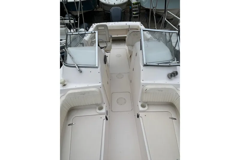 Slide: The Image of 2006 Grady-White Tournament 225 boat interior with seating and windshield. - 5