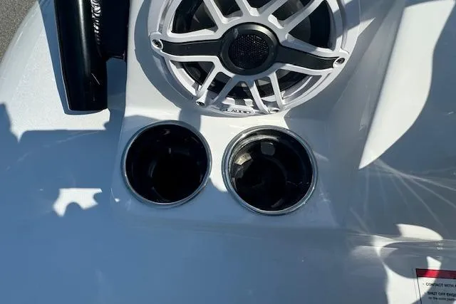 Slide: The Image of 2025 Sportsman Open 282 Center Console with speaker and cup holders. - 44