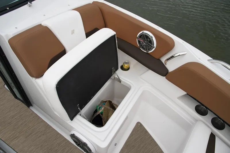 Slide: The Image of Manufacturer Provided Image: 2019 Four Winns Horizon H290 OB boat interior with storage compartment open. - 31