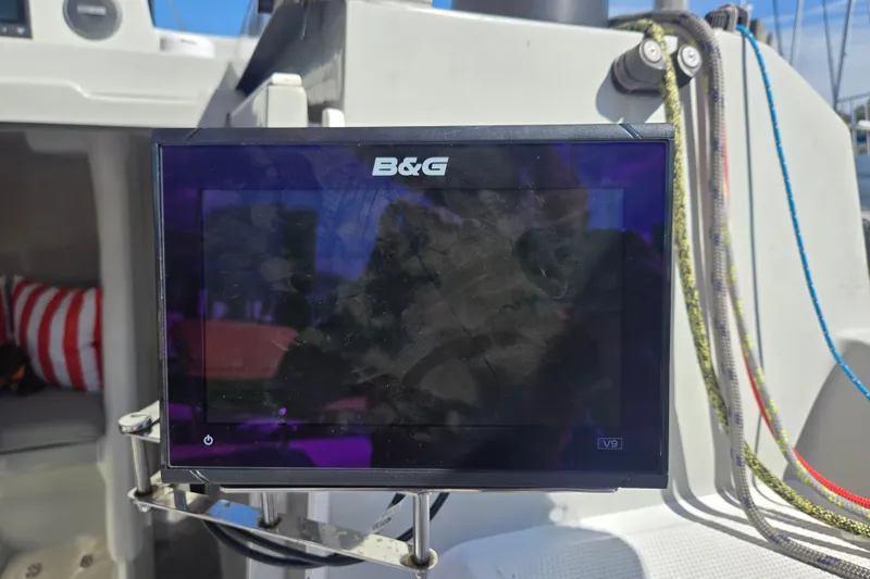 Slide: The Image of B&G navigation display on 2022 Corsair 880 Sport sailboat cockpit. - 22