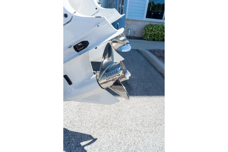 Slide: The Image of 2026 Sportsman Open 282 Center Console with Yamaha propeller in sunlight. - 22