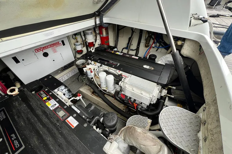 Slide: The Image of Engine compartment of a 2011 Formula 37 Performance Cruiser, featuring a Volvo Penta IPS 450. - 43
