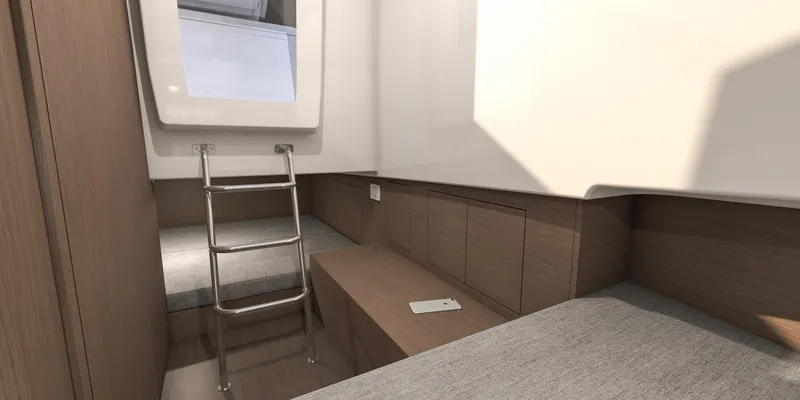Slide: The Image of Interior cabin of 2025 Beneteau Flyer 9 SPACEdeck, featuring modern design and compact layout. - 15