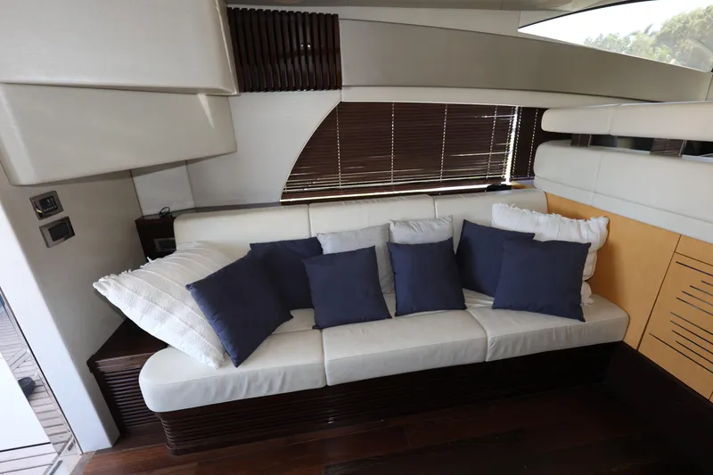 Slide: The Image of Luxurious interior of 2016 Sunseeker Manhattan 55 yacht with plush seating and cushions. - 11