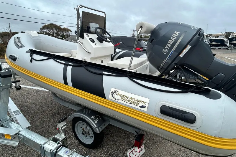 The Image of 2018 North Atlantic Inflatables RIB420 boat with Yamaha engine on trailer. - 0