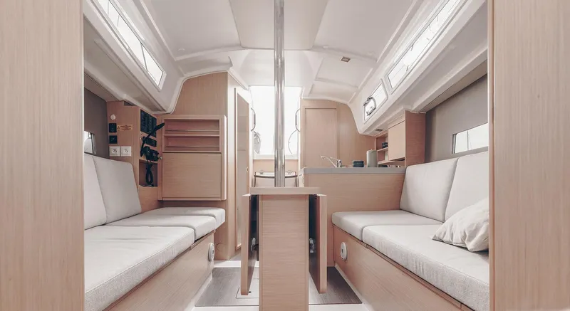 Slide: The Image of Interior of 2025 Beneteau Oceanis 30.1 yacht, featuring modern design and comfortable seating. - 11